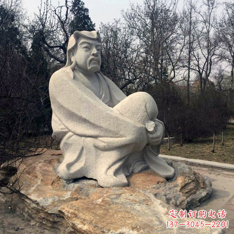 湖北田园诗派鼻祖陶渊明公园园林石雕坐像