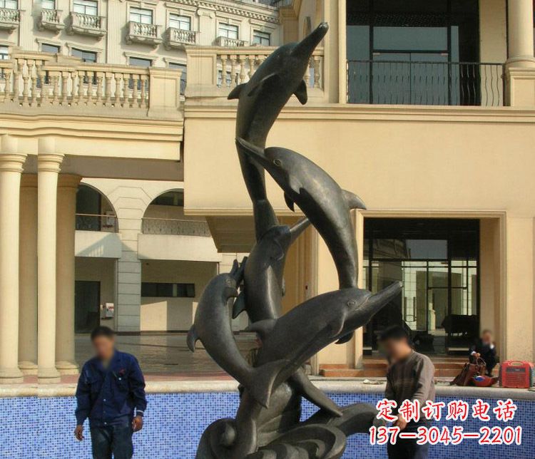 湖北跳跃海豚景观铜雕