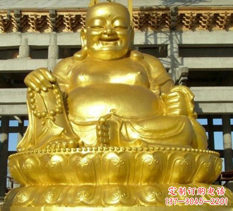 湖北贴金弥勒佛铜雕