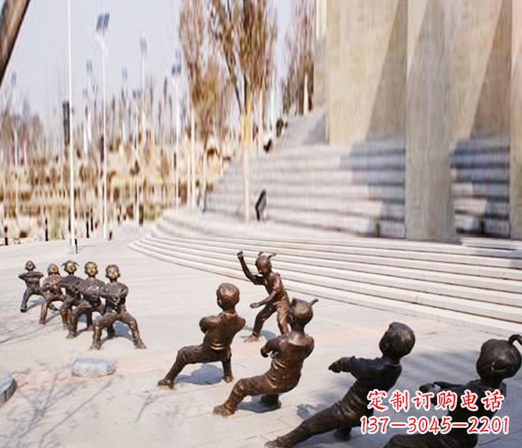 湖北铜雕拔河儿童游戏雕塑