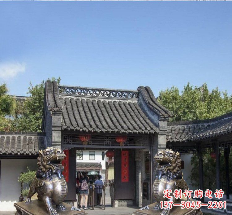 湖北铜雕北京狮子庭院动物雕塑