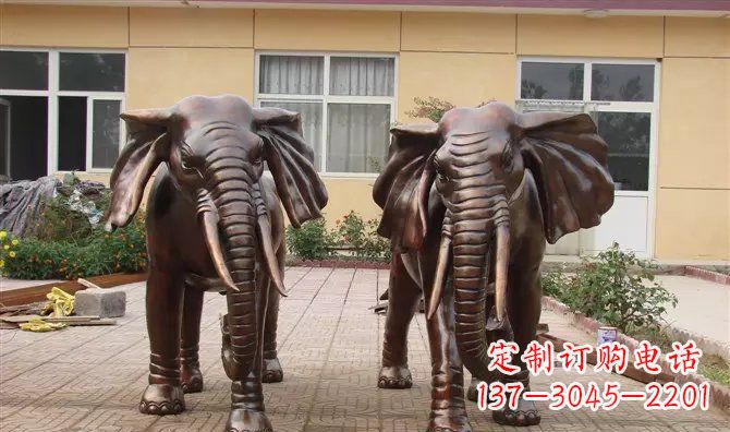 湖北铜雕大象公司门口动物雕塑