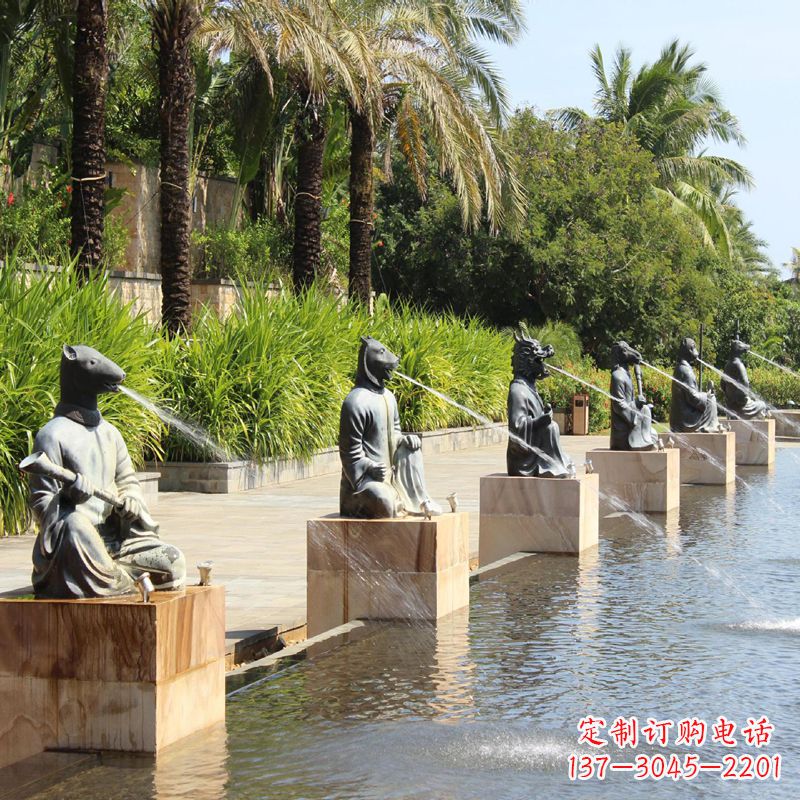 湖北铜雕动物喷泉景观雕塑