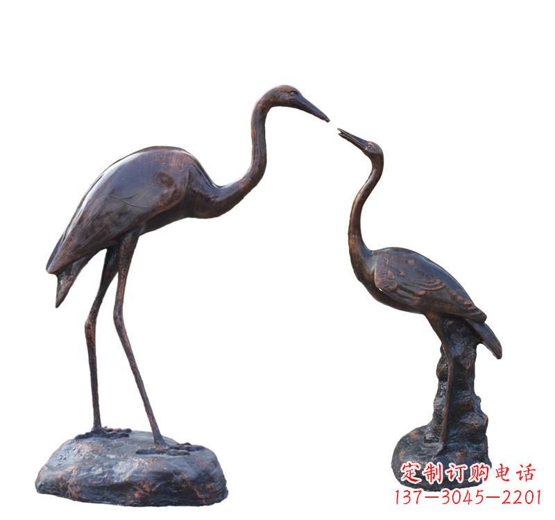 湖北铜雕动物仙鹤