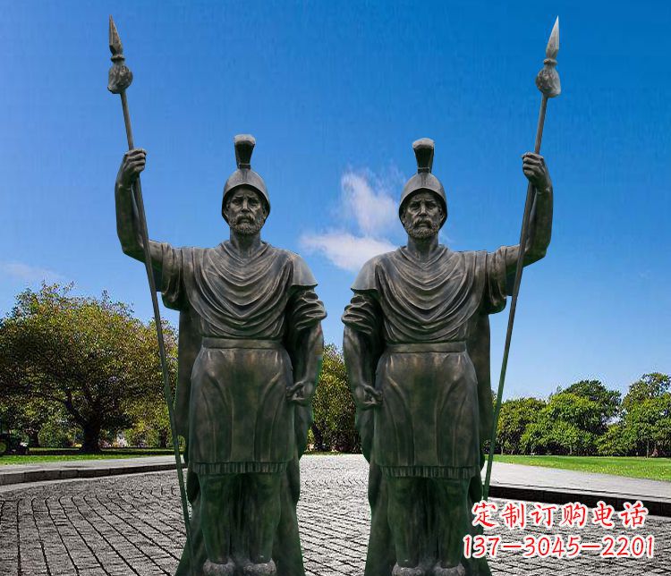 湖北铜雕古罗马战士人物
