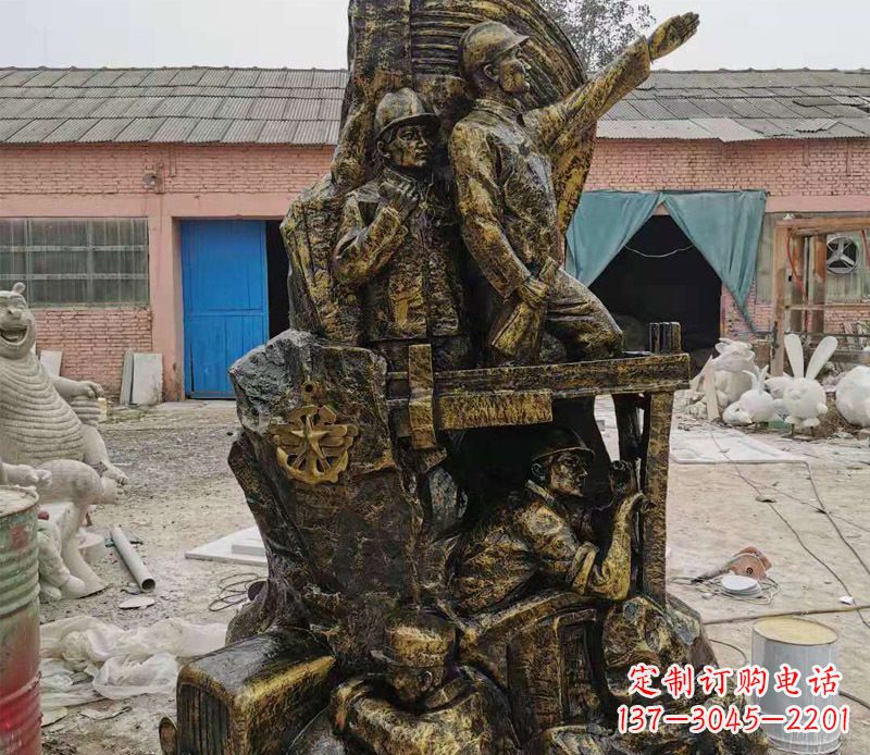 湖北铜雕广场解放战士雕塑