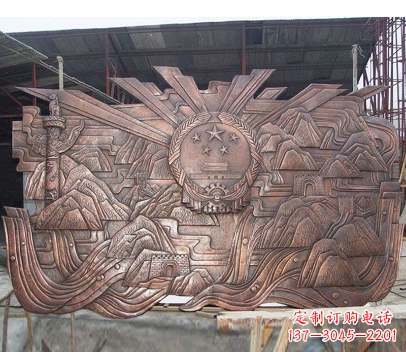 湖北铜雕广场军人壁画雕塑摆件