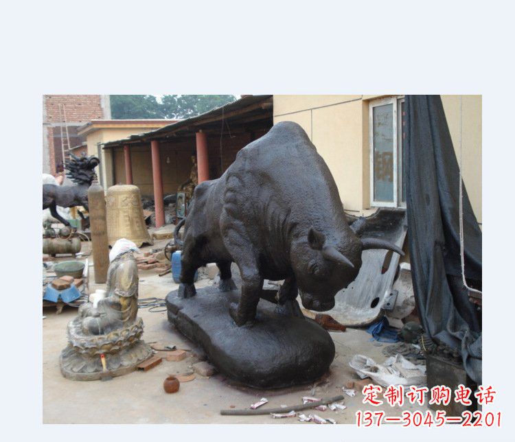 湖北铜雕广场水牛动物雕塑
