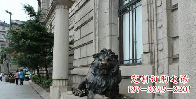 湖北铜雕跪姿狮子