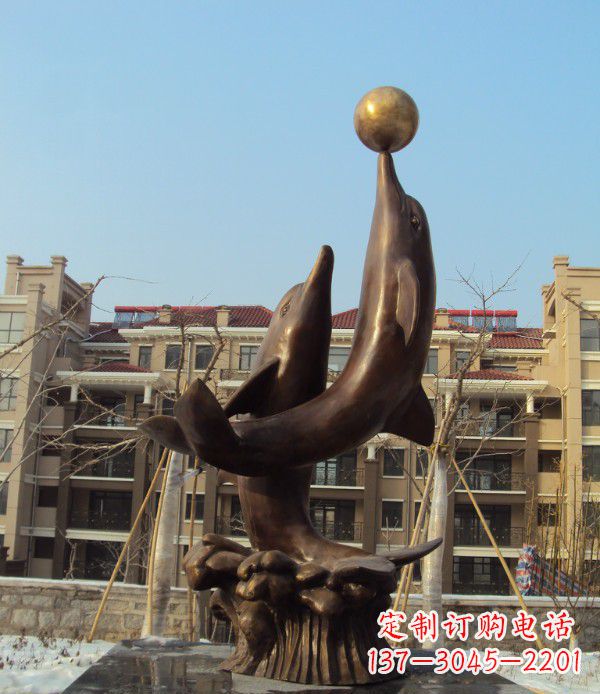 湖北铜雕海豚雕塑 (2)
