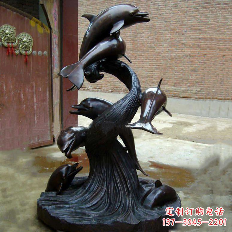 湖北铜雕海豚景观雕塑