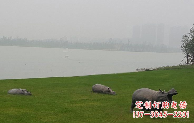湖北铜雕河马公园动物雕塑