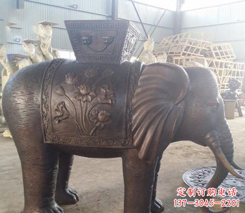 湖北铜雕吉祥大象园林动物摆件