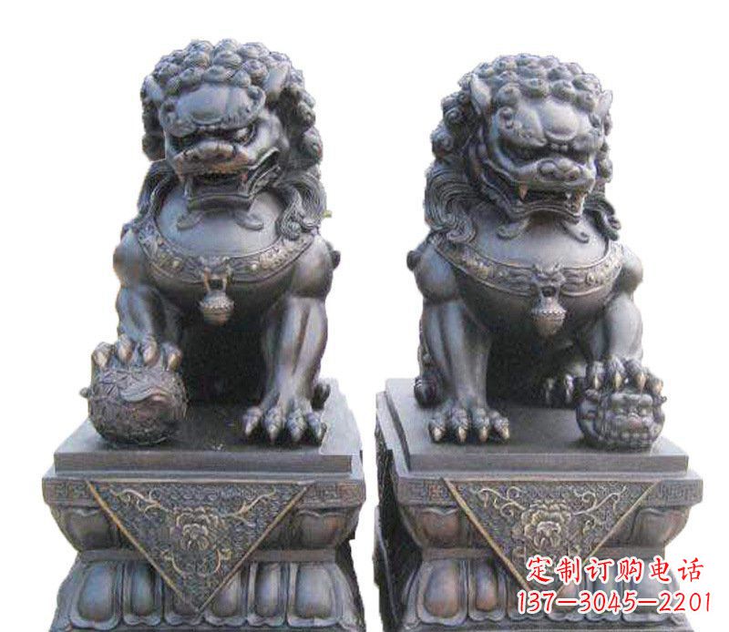 湖北铜雕酒店镇宅招财狮子摆件 (2)