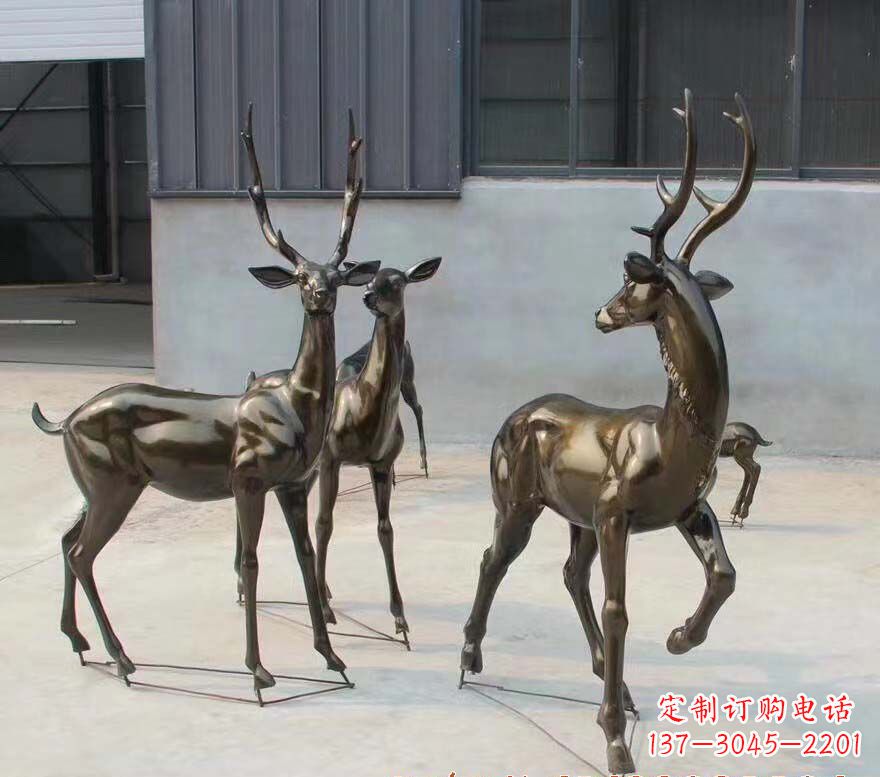 湖北铜雕鹿群雕塑