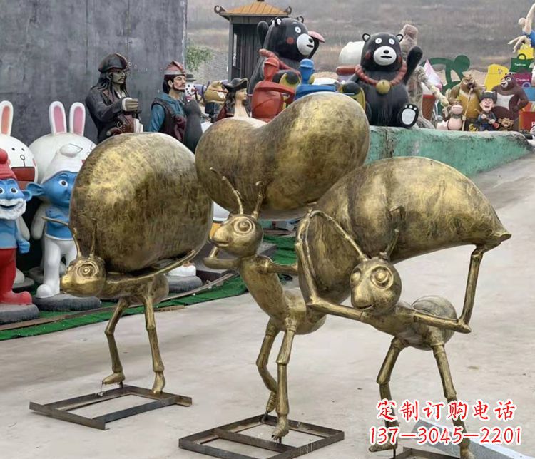 湖北铜雕蚂蚁搬家雕塑