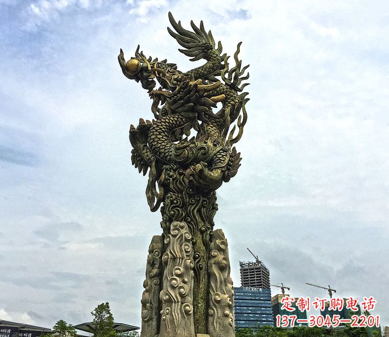 湖北铜雕盘龙柱