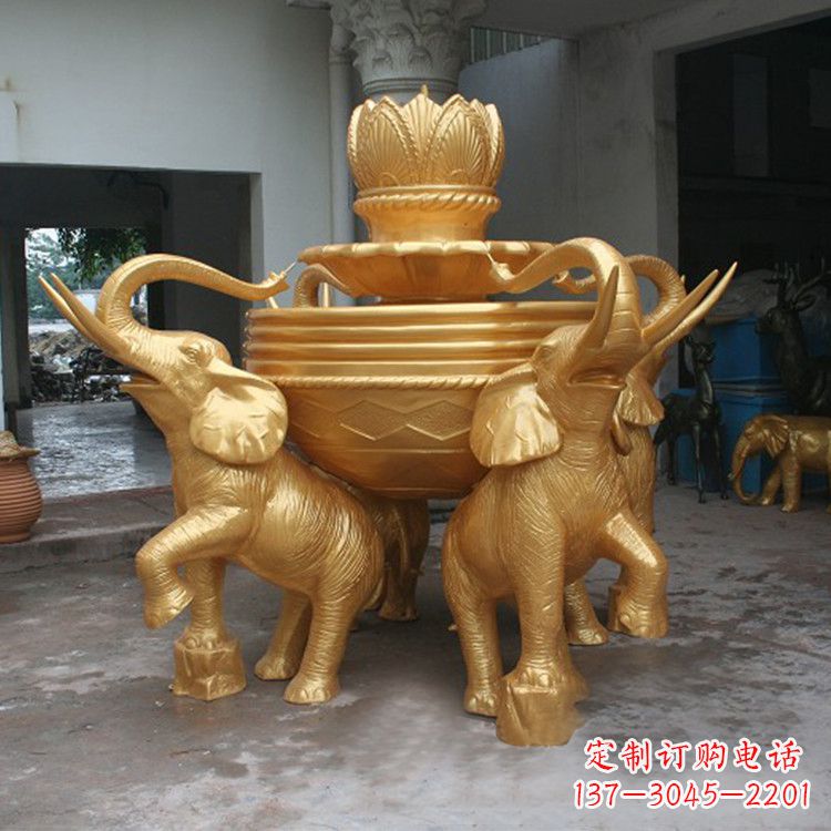湖北铜雕喷水大象雕塑