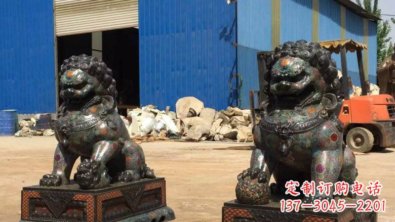 湖北铜雕企业招财狮子雕塑摆件
