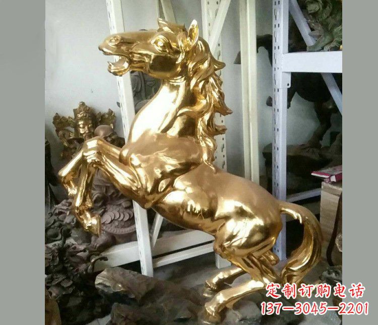湖北铜雕商场招财动物马雕塑 (2)