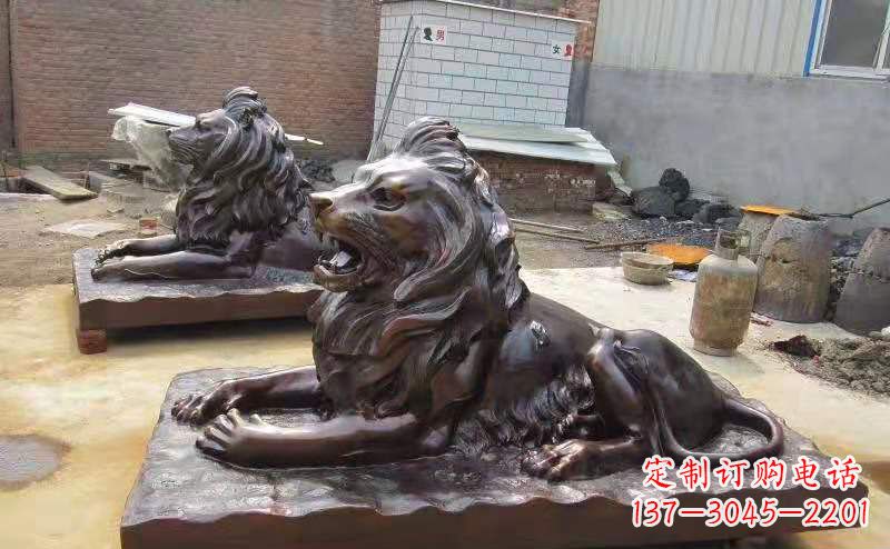 湖北铜雕狮子户外摆件镇宅动物雕塑