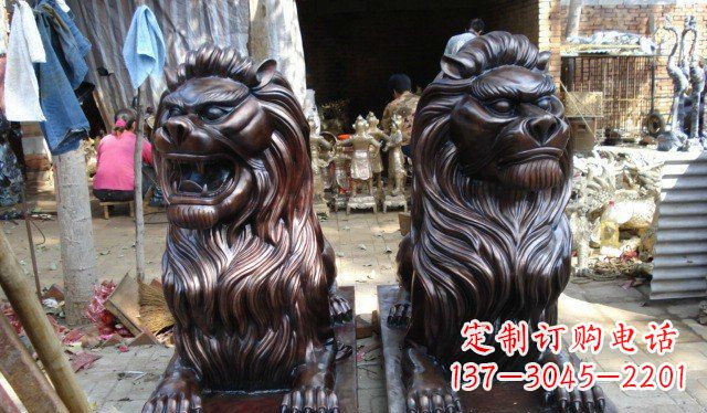 湖北铜雕狮子公司门口雕塑 (2)