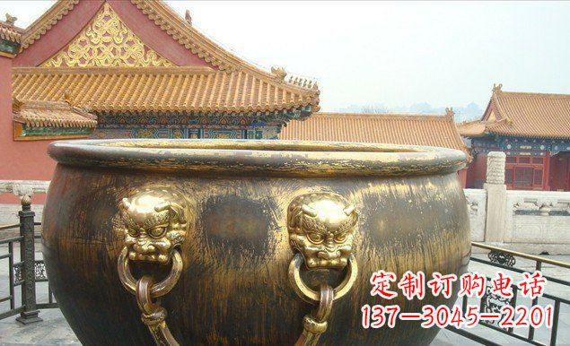 湖北铜雕水缸寺庙景观雕塑 (2)