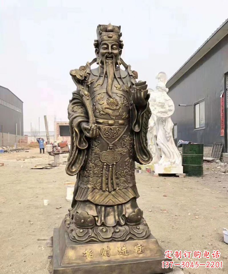湖北铜雕寺庙财神雕塑