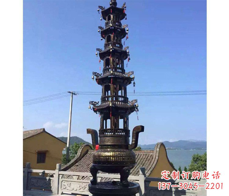 湖北铜雕寺庙大型多层香炉