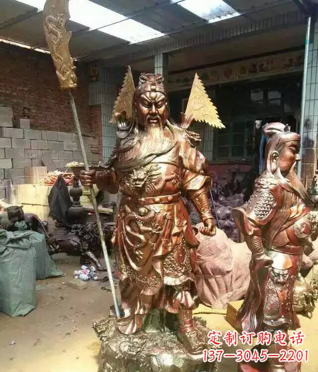 湖北铜雕武财神持刀关公雕塑