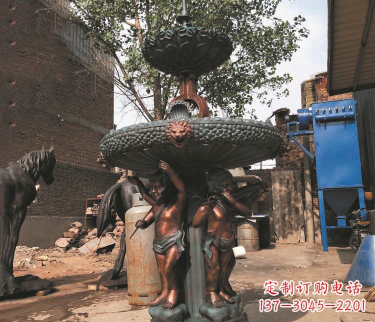 湖北铜雕西方人物喷泉景观雕塑