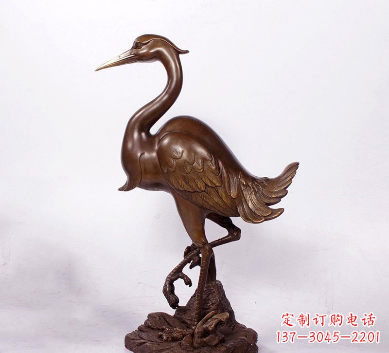 湖北铜雕仙鹤动物雕塑