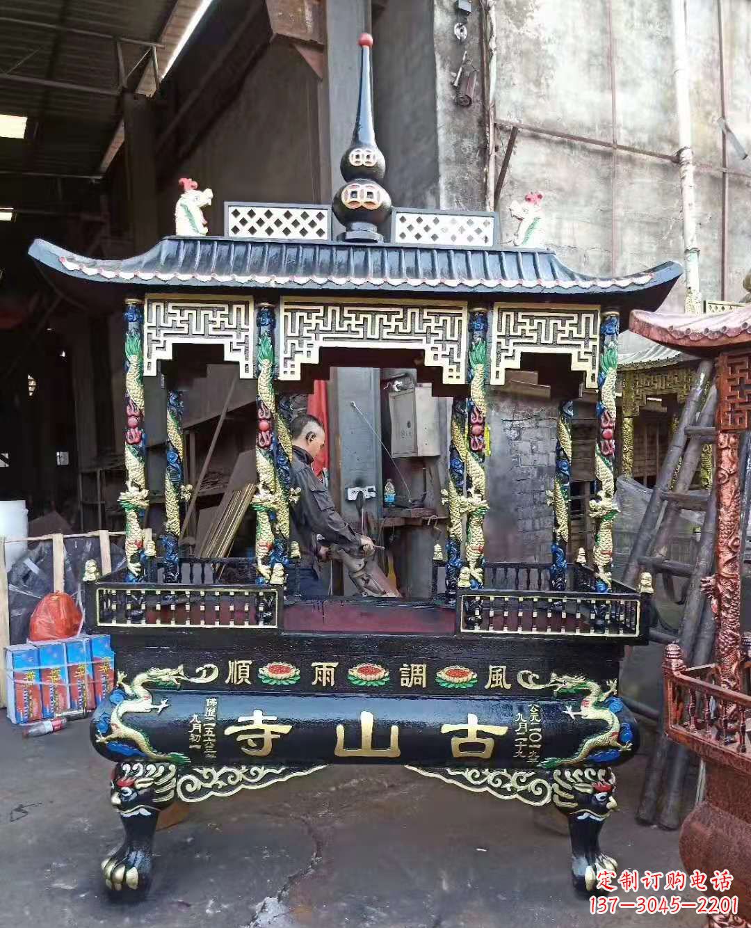 湖北铜雕香炉寺庙景观雕塑