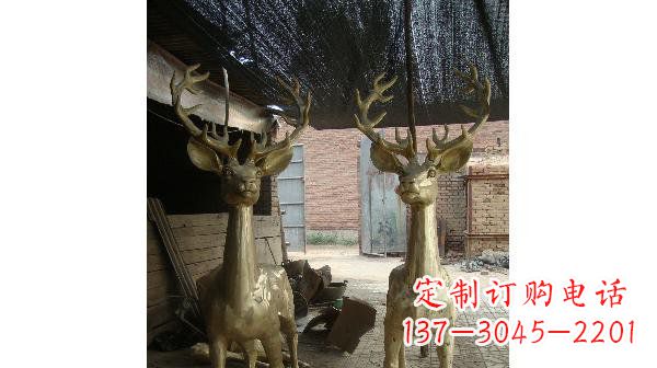 湖北铜雕小鹿公园动物雕塑 (2)