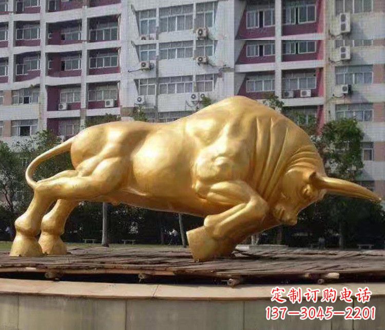 湖北铜雕小区动物牛摆件 (3)