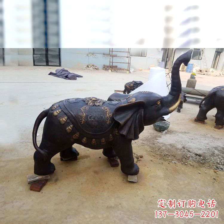 湖北铜雕小象雕塑摆件