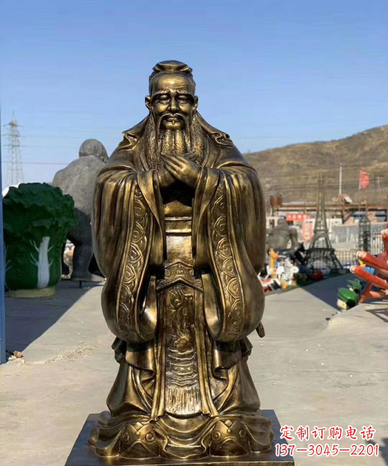 湖北铜雕学校孔子人物雕塑