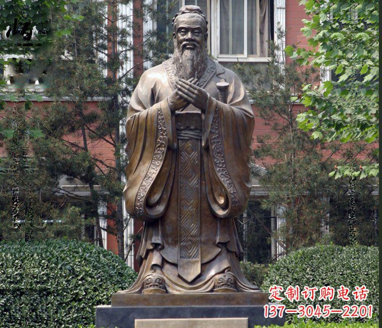 湖北铜雕学校孔子圣人雕塑摆件 (2)