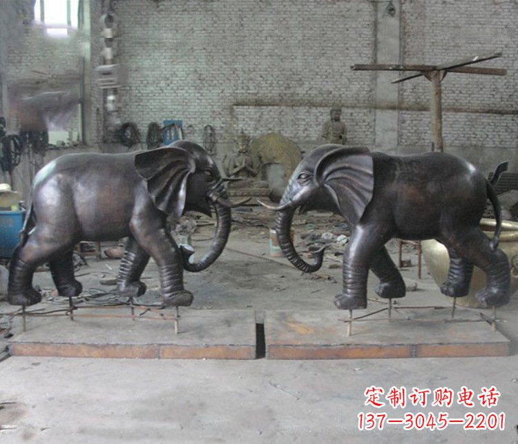 湖北铜雕园林动物大象雕塑 (2)