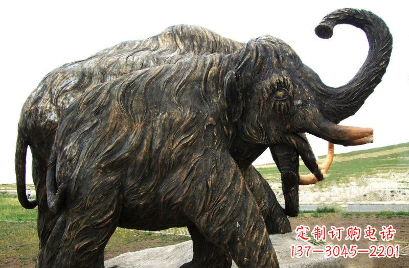 湖北铜雕长毛象动物雕塑