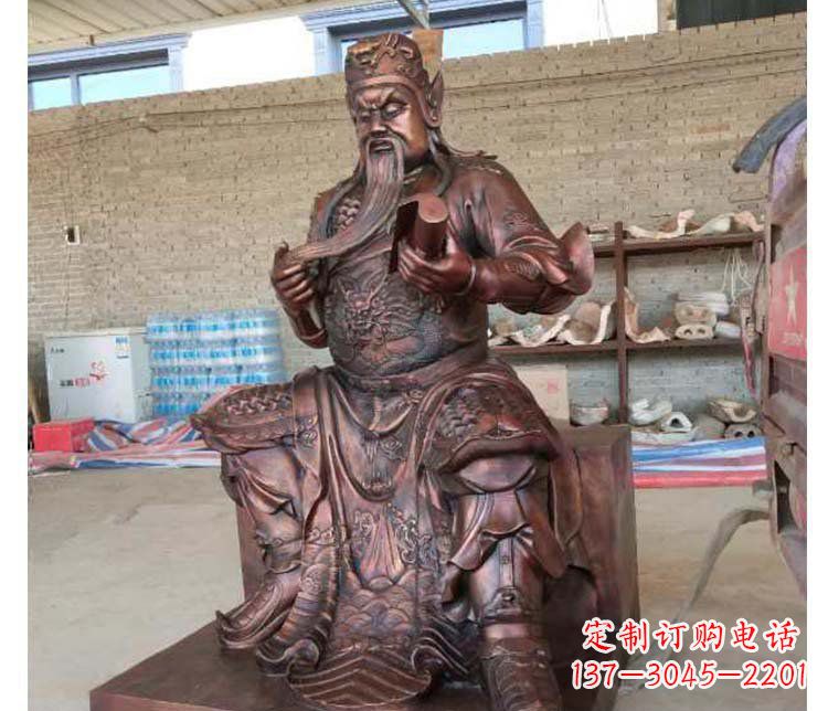 湖北铜雕镇宅关公寺庙神像雕塑摆件 (3)