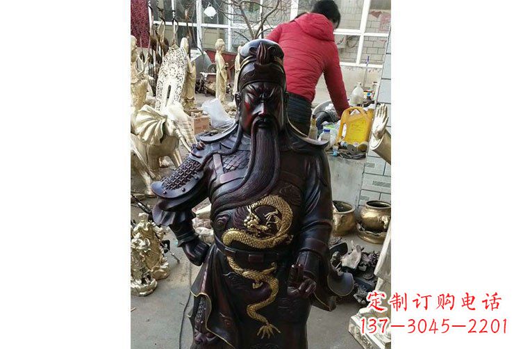 湖北铜雕镇宅关公寺庙神像雕塑摆件 (4)