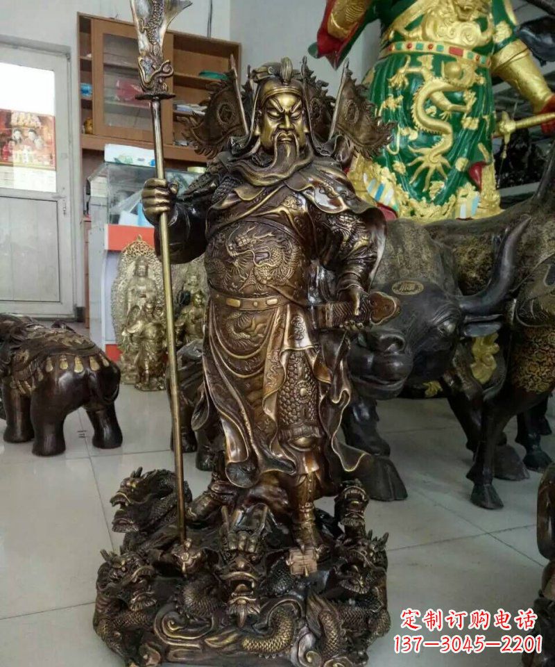 湖北铜雕镇宅关公寺庙神像雕塑摆件