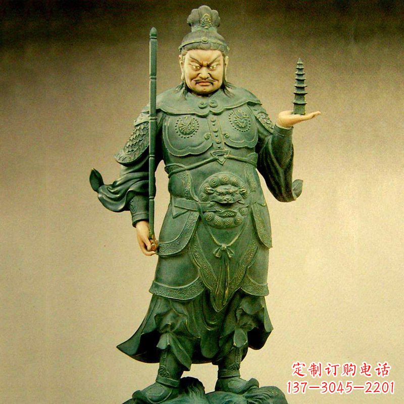 湖北托塔天王彩绘雕塑