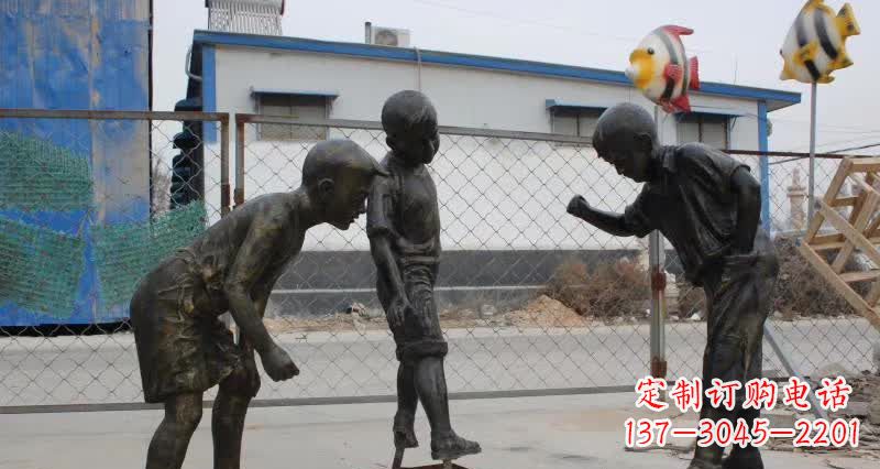 湖北玩陀螺人物铜雕