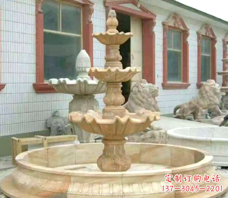 湖北晚霞红大型喷泉石雕 (3)