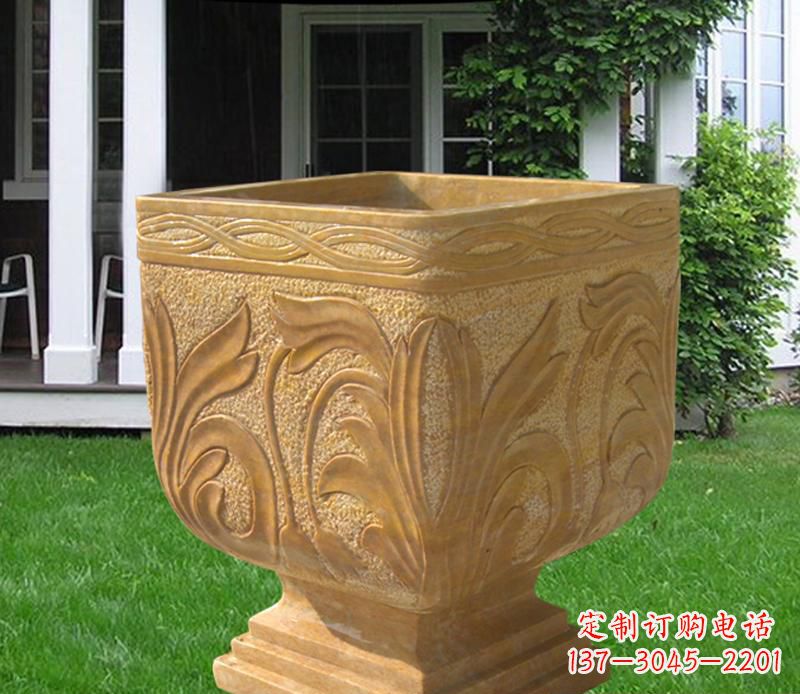 湖北晚霞红雕刻景观花盆雕塑