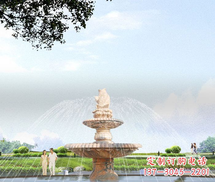 湖北晚霞红多层大型石雕喷泉 (4)
