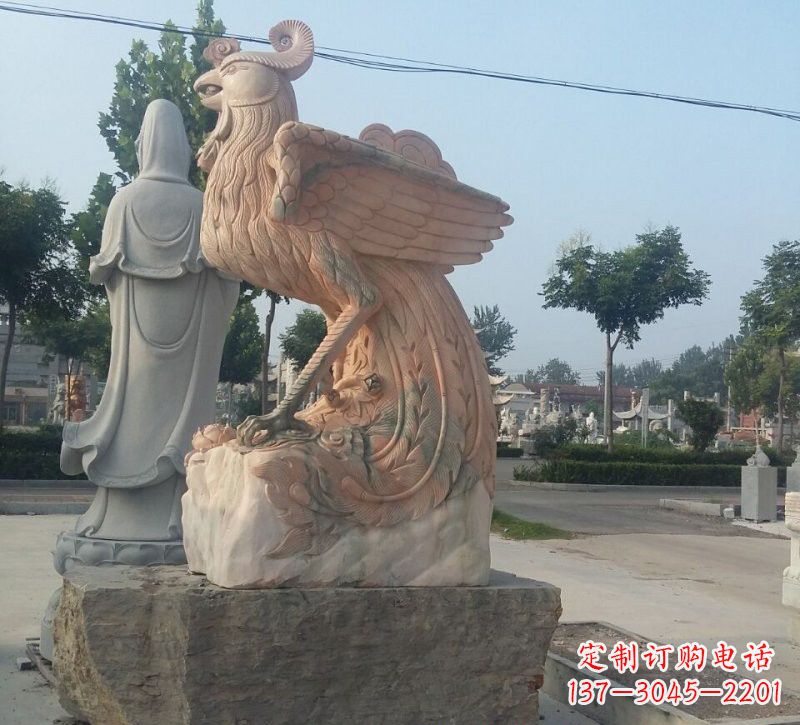 湖北晚霞红凤凰石雕