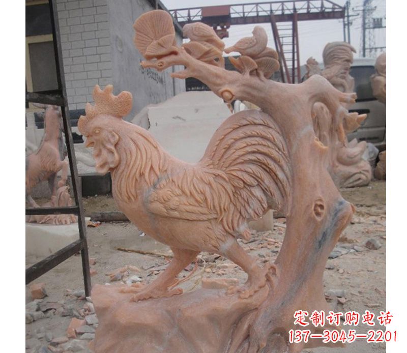湖北晚霞红公鸡雕塑